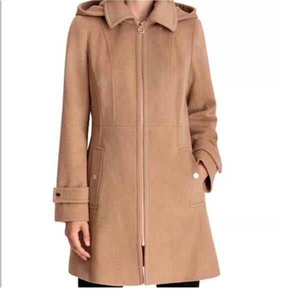 Michael Kors Tan Wool Pea Coat Jacket - Picture 16 of 16